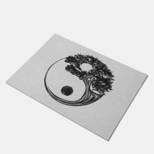 Yin Yang Tree Leinwand Fußmatte (Schrägansicht)