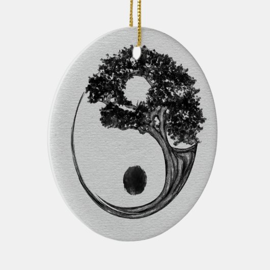 Yin Yang Tree Leinwand Keramik Ornament (Rechts)
