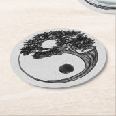 Yin Yang Tree Leinwand Runder Pappuntersetzer (Angewinkelt)