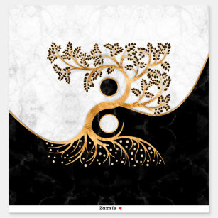 Yin Yang Tree - Marbles and Gold Aufkleber