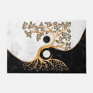 Yin Yang Tree - Marbles and Gold Fußmatte