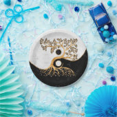 Yin Yang Tree - Marmor und Gold Pappteller (Party)