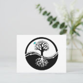 Yin Yang Tree of Life Black & White Postkarte (Stehend Vorderseite)
