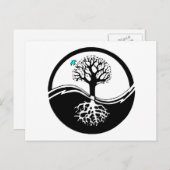 Yin Yang Tree of Life Black & White Postkarte (Vorne/Hinten)