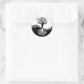 Yin Yang Tree of Life Black & White Runder Aufkleber (Tasche)