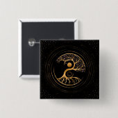 Yin Yang Tree of life - Fluorit und Gold Button (Vorne & Hinten)