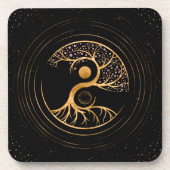 Yin Yang Tree of life - Fluorit und Gold Getränkeuntersetzer (Vorderseite)
