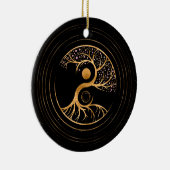 Yin Yang Tree of life - Fluorit und Gold Keramik Ornament (Rechts)