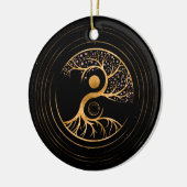 Yin Yang Tree of life - Fluorit und Gold Keramik Ornament (Links)