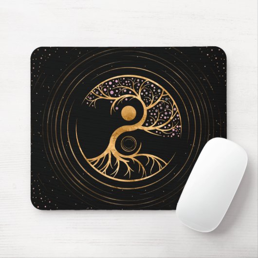 Yin Yang Tree of life - Fluorit und Gold Mousepad (Mit Mouse)