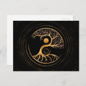 Yin Yang Tree of life - Fluorit und Gold Postkarte (Vorne/Hinten)