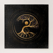 Yin Yang Tree of life - Fluorit und Gold Puzzle (Vertikal)