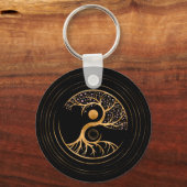 Yin Yang Tree of life - Fluorit und Gold Schlüsselanhänger (Vorderseite)