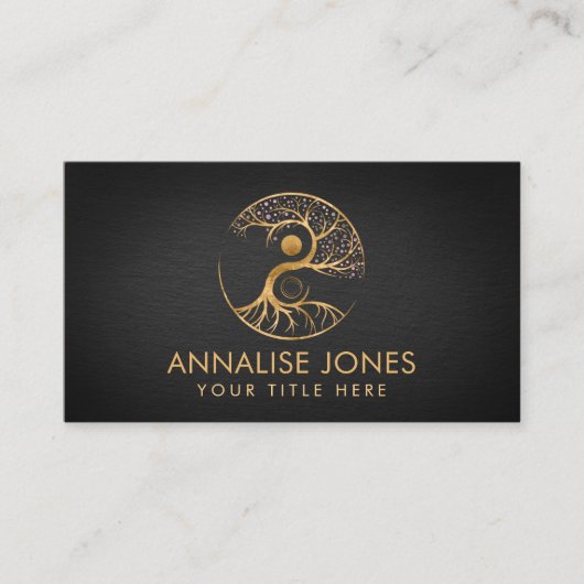 Yin Yang Tree of life - Fluorit und Gold Visitenkarte (Vorderseite)