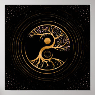 Yin Yang Tree of life - Fluorite and Gold Poster