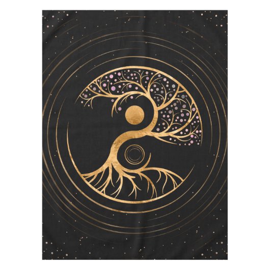 Yin Yang Tree of life - Fluorite and Gold Tischdecke (Vorderseite)