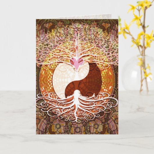 Yin Yang Tree of Life Graphic Arts Card Karte (Gelbe Blume)