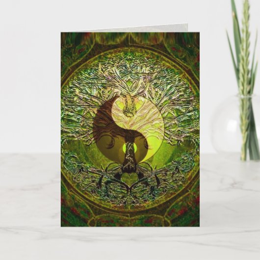 Yin Yang Tree of Life Heart Graphic Arts Card Karte (Vorderseite)