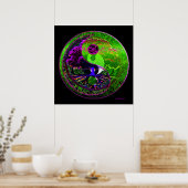 Yin Yang Tree of Life in Lila und grün Poster (Küche)