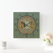 Yin Yang Tree of Life Leather Look Quadratische Wanduhr (Zuhause)