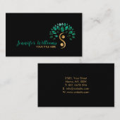 Yin Yang Tree of Life - Malachite Blätter Visitenkarte (Vorne/Hinten)