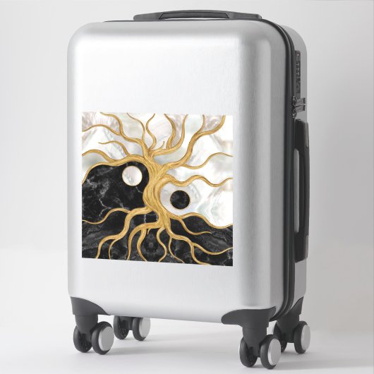 Yin Yang Tree of life - Marmor und Gold Aufkleber (Koffer)
