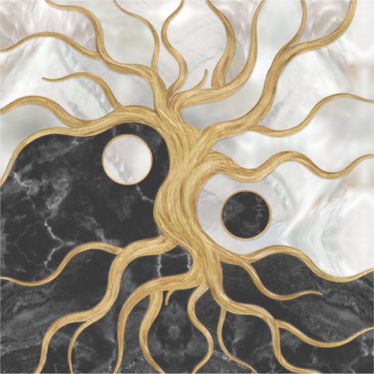 Yin Yang Tree of life - Marmor und Gold Aufkleber (Vorderseite)