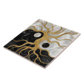 Yin Yang Tree of life - Marmor und Gold Fliese (Seite)