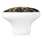 Yin Yang Tree of life - Marmor und Gold Keramikknauf (Seitenansicht)