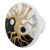 Yin Yang Tree of life - Marmor und Gold Keramikknauf (Rechts)