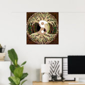 Yin Yang Tree of Life Tan Poster (Heimbüro)