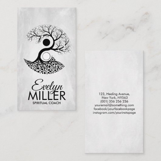 Yin Yang Tree of Life Visitenkarte (Vorne/Hinten)