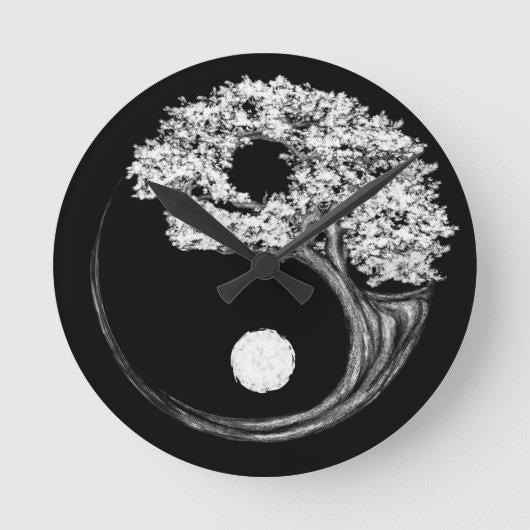 Yin Yang Tree Runde Wanduhr (Vorderseite)