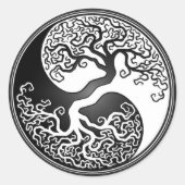 Yin Yang Tree Runder Aufkleber (Vorderseite)