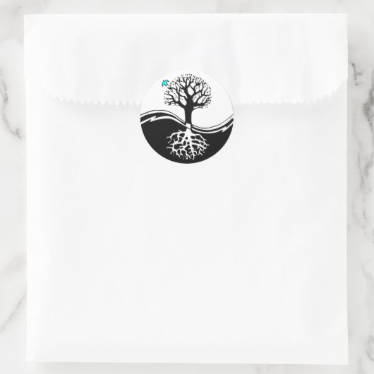 Yin Yang Tree Runder Aufkleber (Tasche)