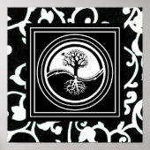 Yin Yang Tree Symbol Schwarz-weiß Harmonie Poster (Vorne)