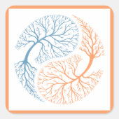 Yin Yang Trees Quadratischer Aufkleber (Vorderseite)