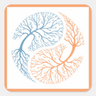 Yin Yang Trees Quadratischer Aufkleber