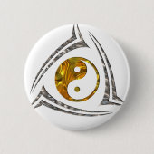 Yin & Yang / Tribal - Gold Silber Button (Vorderseite)