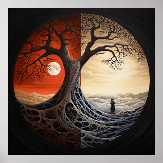 Yin Yang Trippy Tree Poster (Vorne)