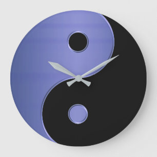 Yin Yang Uhr im hellblauen Silber und im Schwarzen