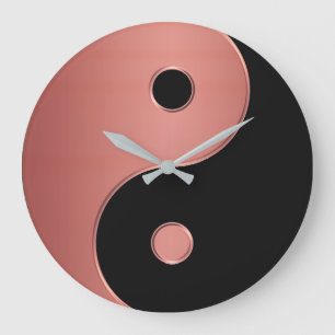 Yin Yang Uhr im Kupfer oder Lehm und Schwarzes