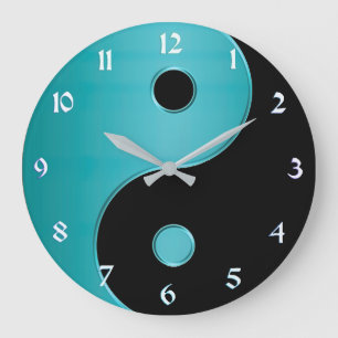 Yin Yang Uhr im Türkis und im Schwarzen