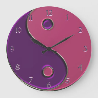 Yin Yang Uhr in Lila und in rosa