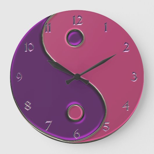 Yin Yang Uhr in Lila und in rosa (Vorderseite)