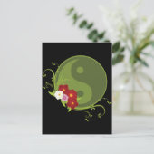 Yin Yang und Blume Postkarte (Stehend Vorderseite)