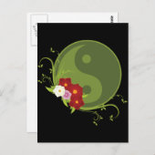 Yin Yang und Blume Postkarte (Vorne/Hinten)