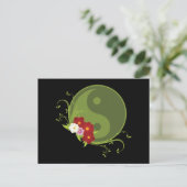 Yin Yang und Blume Postkarte (Stehend Vorderseite)