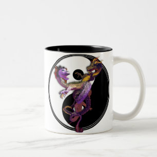 Yin Yang und der Dragons-Tanz der Liebe Zweifarbige Tasse