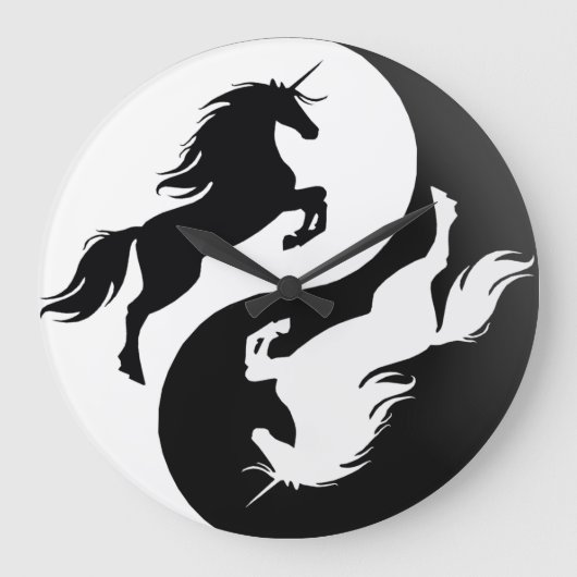 Yin Yang Unicorn Clock Große Wanduhr (Vorderseite)